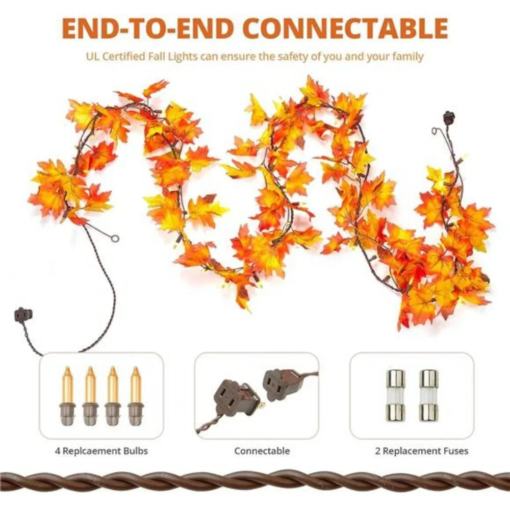 Fall Decorations for Home 9FT Plug in Thanksgiving Lights Lighted Fall Garland